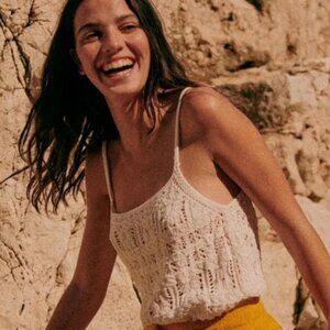 Sezane Ecru Jordie Top Crochet Size Small